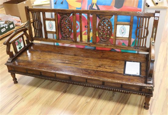 An Arts & Crafts paddle steamer? bench W.162cm